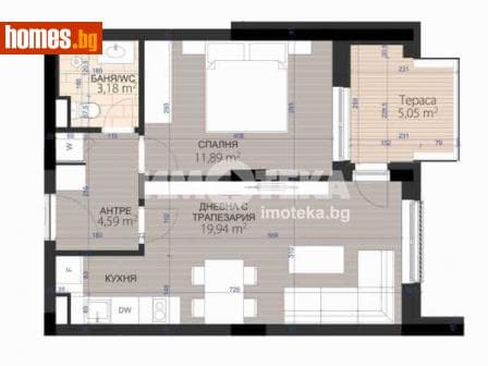 Двустаен, 63m²