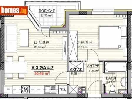 Двустаен, 67m²