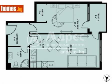 Двустаен, 62m²