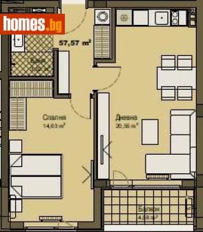 Двустаен, 68m²