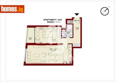 Двустаен, 80m²