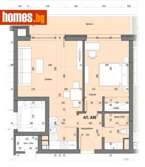 Двустаен, 79m²