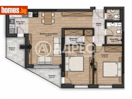 Тристаен, 110m²