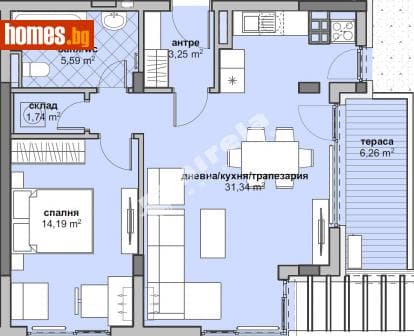 Двустаен, 88m²