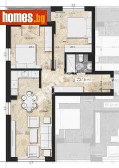 Тристаен, 91m²