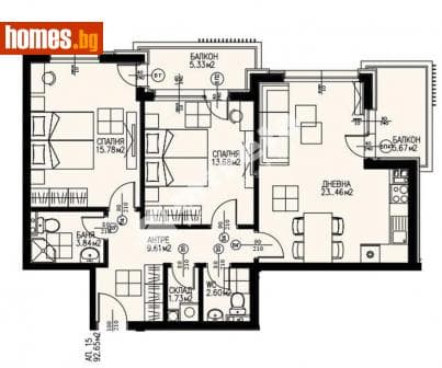 Тристаен, 112m²