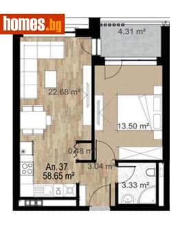 Двустаен, 71m²