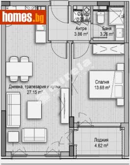 Двустаен, 76m²