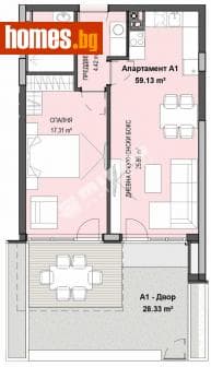 Двустаен, 68m²