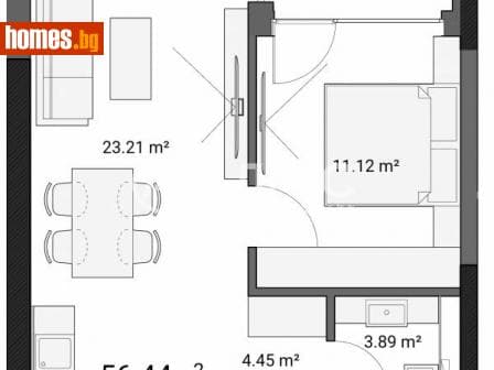 Двустаен, 69m²