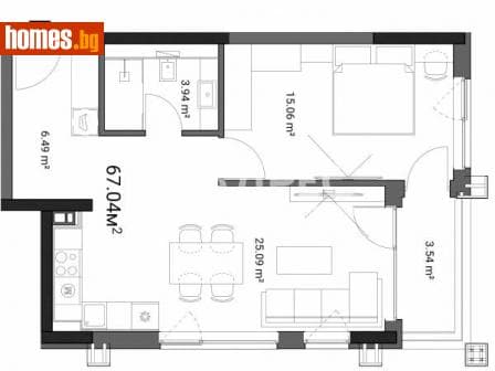 Двустаен, 82m²