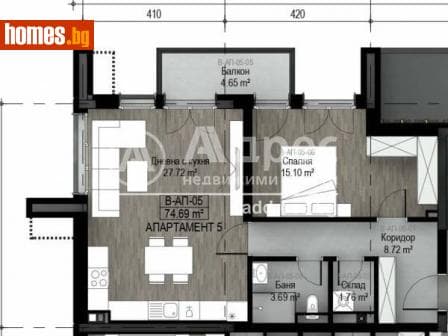 Двустаен, 86m²
