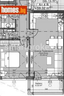 Двустаен, 68m²