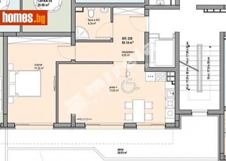 Двустаен, 77m²