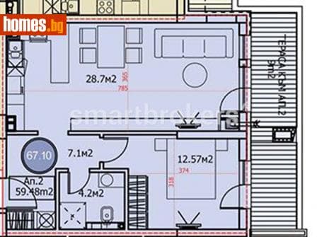 Двустаен, 67m²