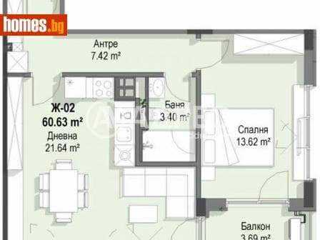 Двустаен, 65m²