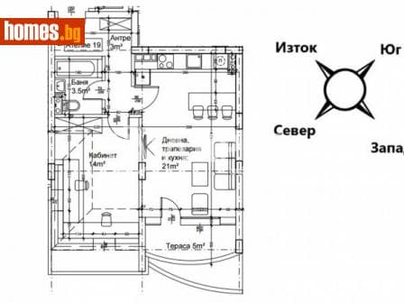 Двустаен, 71m²