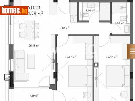 Тристаен, 116m²