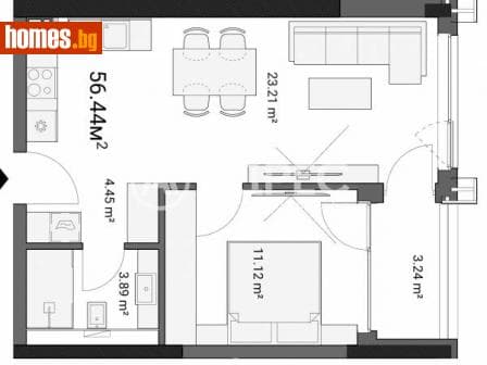 Двустаен, 69m²