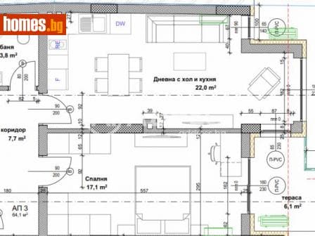 Двустаен, 78m²
