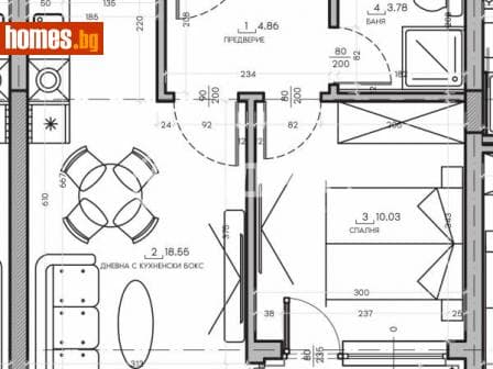 Двустаен, 55m²