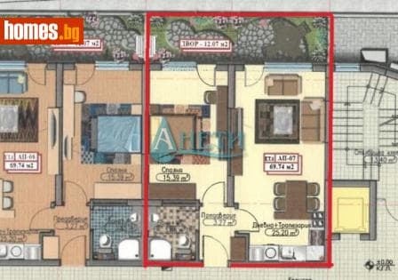 Двустаен, 70m²