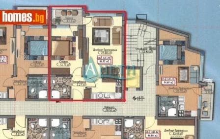 Двустаен, 81m²