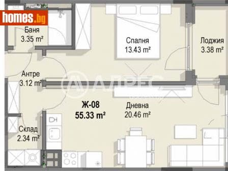 Двустаен, 68m²