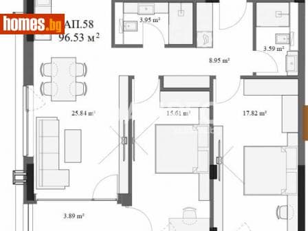 Тристаен, 119m²