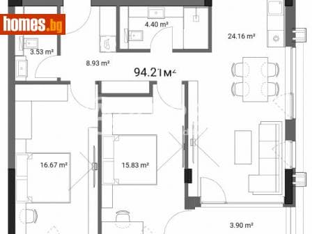 Тристаен, 116m²