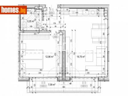 Двустаен, 61m²
