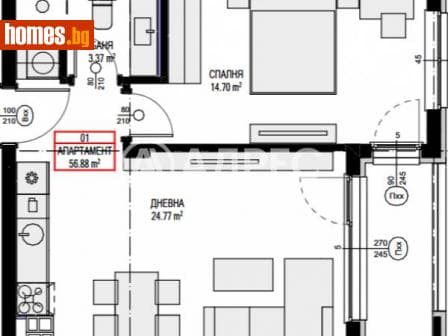Двустаен, 72m²