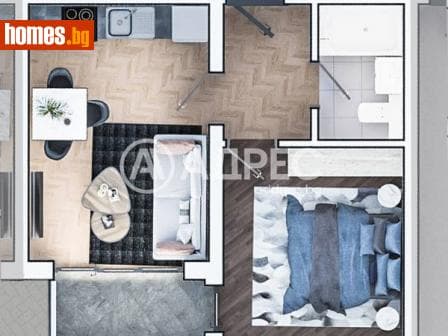Двустаен, 57m²
