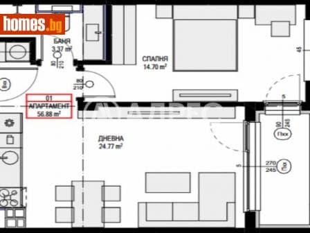 Двустаен, 72m²
