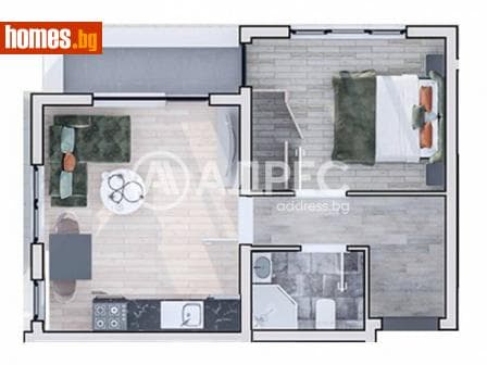 Двустаен, 53m²