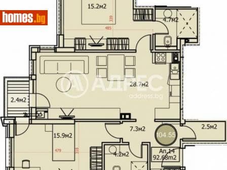 Тристаен, 105m²