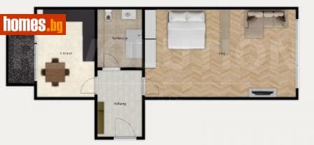 Двустаен, 57m²
