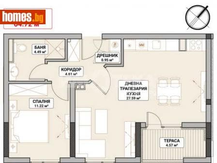 Двустаен, 77m²