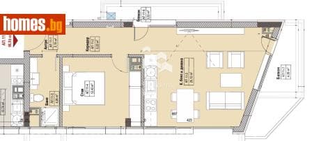 Двустаен, 91m²