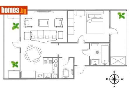 Двустаен, 73m²