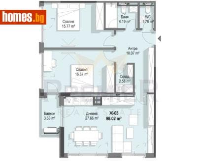 Тристаен, 115m²