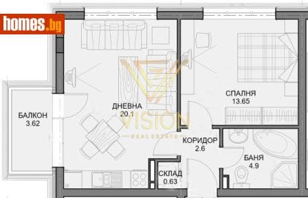 Двустаен, 60m²