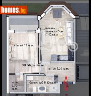 Двустаен, 71m²
