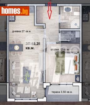 Двустаен, 83m²