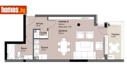 Едностаен, 64m²