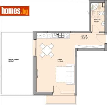 Едностаен, 57m²