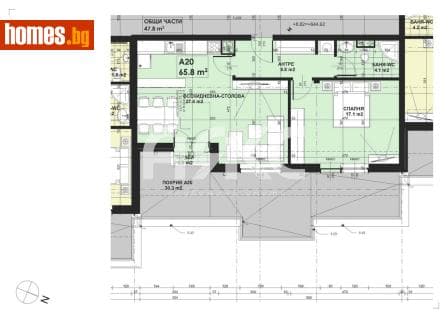 Двустаен, 77m²