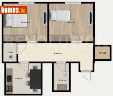 Тристаен, 68m²