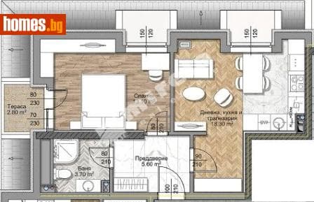 Двустаен, 67m²
