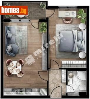 Двустаен, 65m²